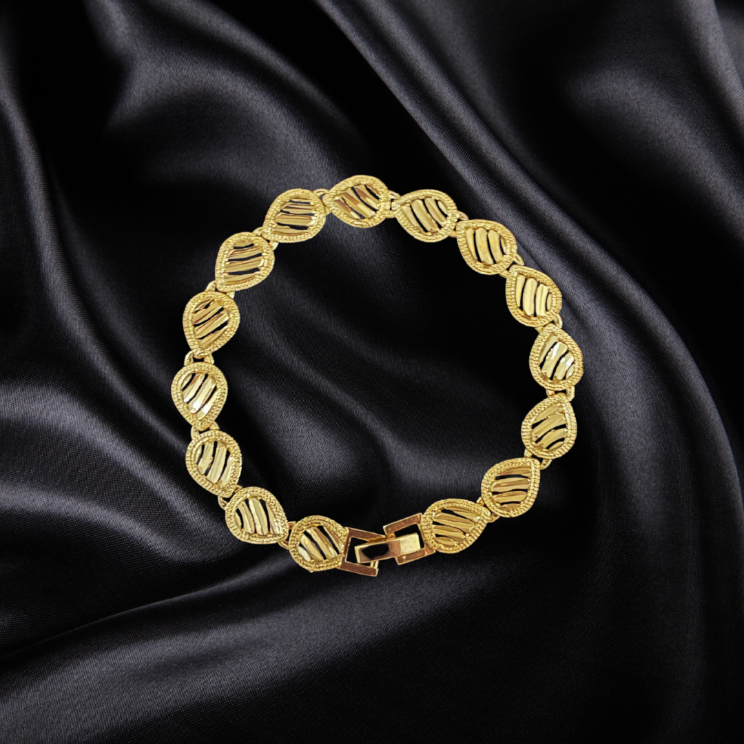 Gold 24K Plated Pear Flat Bracelet