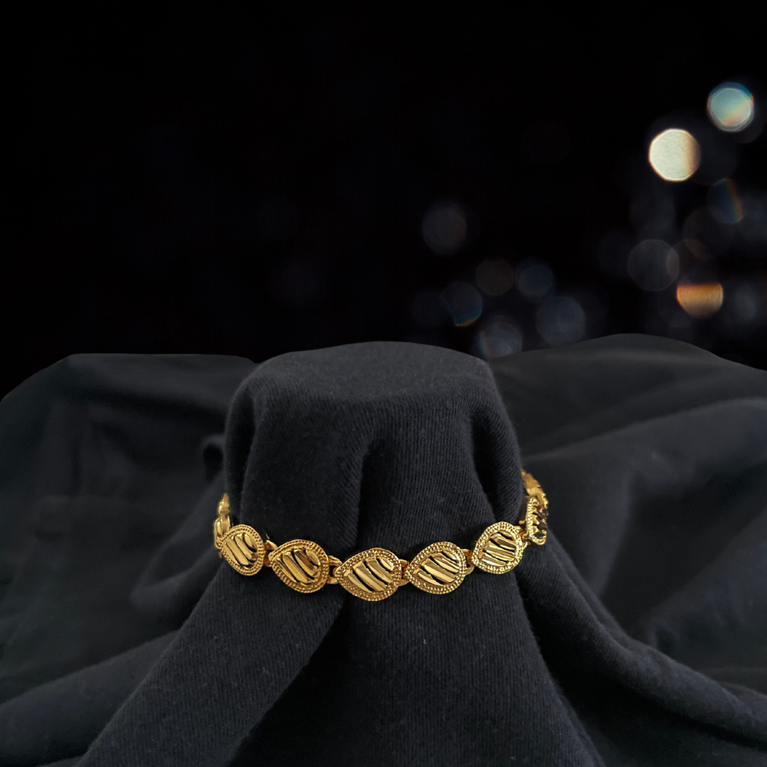 Gold 24K Plated Pear Flat Bracelet - Image 3