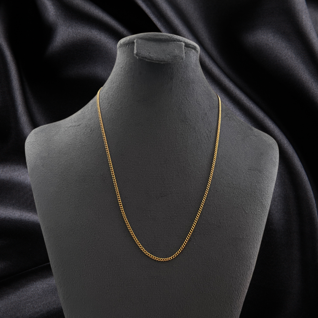 24K Gold Plated Flat Curb Chain Necklace - Image 2