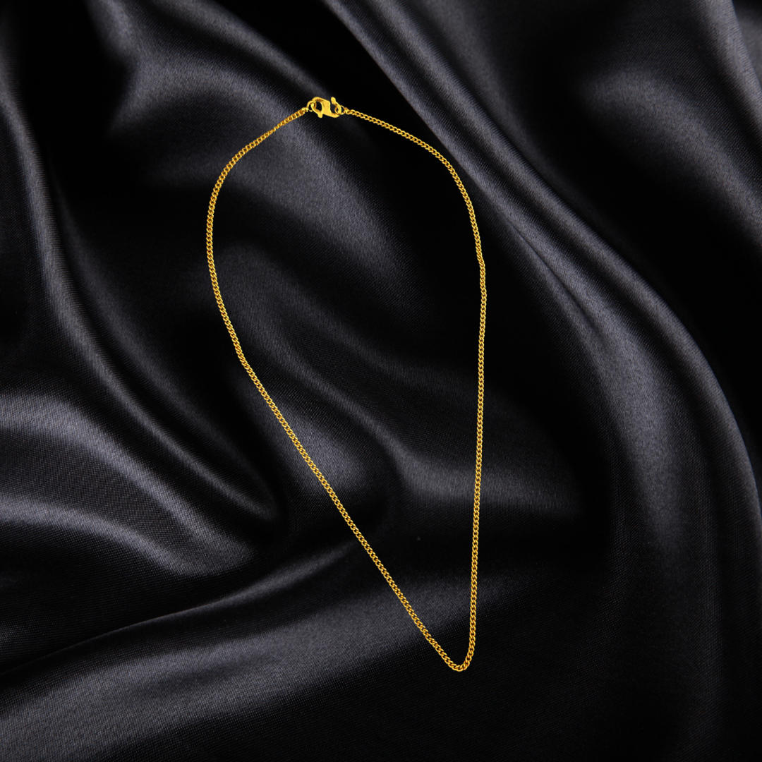 24K Gold Plated Flat Curb Chain Necklace